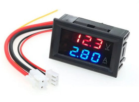 WOLTOMIERZ AMPEROMIERZ 0-100V DC 0-10A CZERWONY-NIEBIESKI + KABLE (MIER-40018)