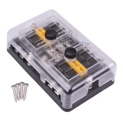 12 Way Dual Battery Standard Blade Fuse Box + Negative Busbar 100A