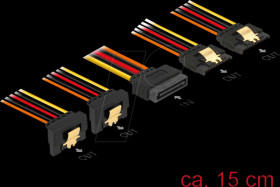 60150 SATA 15 Pin male &gt; SATA 15 Pin female, down, straight 15 cm