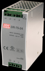 DR-75-24 Switching power supply, DIN mounting, 24 V / 3.2 A / 75 W
