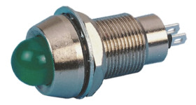 Lampka kontrolna do montażu panelowego 12V dc, zielona 12.7mm LED Chrom Końcówka lutownicza Marl