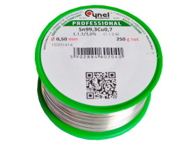 Cyna z topnikiem 0,5mm 250g S-Sn99Ag0,3Cu0,7 PB FREE