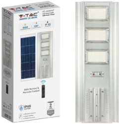 Lampa solarna LED 40W 3500lm 6500K panel fotowoltaiczny, pilot sterowania, czujnik ruchu barwa CW biała zimna V-TAC VT-30301ST