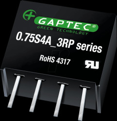 0.75S4A_0505S3RP DC/DC converter, 0.75 W, 5 V, SIL 4