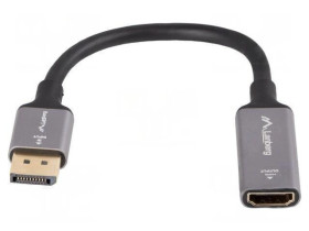 AD-DP-HD-04 Adapter DisplayPort wtyk,HDMI gniazdo 0,2m czarny aluminium