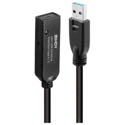 LINDY 43376 USB cable USB 3.2 Gen 1 USB-A to USB-C Black 10m