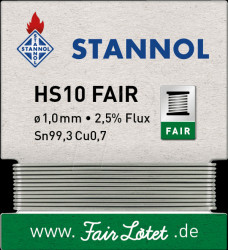 63943 Solder HS10 FAIR lead-free with copper content, Ø 1.0 mm, 5 g