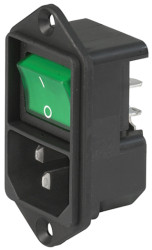 Złącze IEC IEC C14 Montaż na panelu Męski 10A Szybkozłączne Schurter