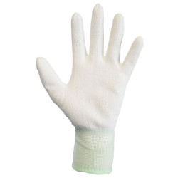 Antistat 109-0005-P ESD Glove Size L Light White Nylon PU-Coated Palm