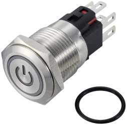 TRU COMPONENTS TC-12647476 Przycisk 250 V/AC 3 A 1 x wył/(wł) IP65 RGB chwilowy stal nierdzewna 1 szt.