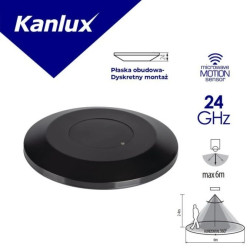 Czujnik ruchu mikrofalowy PRESENSOR-O-B NT 2000VA 24GHz max 6m 360 st. 3–2000 lx IP20 IIkl. sufitowy czarny 38751