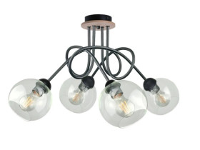 Lampa sufitowa nowoczesna 4xE27 EVIE BLACK/WOOD
