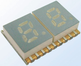 Wyświetlacz diodowy LED 7-segmentowy 2-znakowy ze wspólną anodą 27 mcd RH DP, Czerwony 7.6mm Kingbright 635 nm