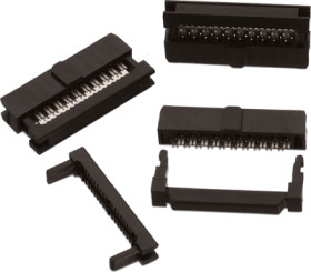 IDC connector with strain relief, 20 pole, pitch 2 mm, straight, black, 62502023021