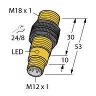 Turck Czujnik indukcyjny nie podtynkowy PNP, Zamykający NI8-S18-AP6X-H1141