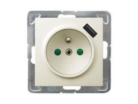 IMPRESJA Gniazdo pojedyncze z uziemieniem z przesłonami torów prądowych z ładowarką USB ecru GP-1YZPUSB/m/27 OSPEL