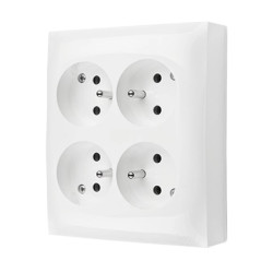 Simon Aquaclick Gniazdo IP20, 4-krotne z uziem., szybkozłącza, biały, ACGZN4C/11