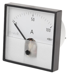 Amperomierz analogowy panelowy DC zakres 0/100A For Shunt 75mV wysokość wycięcia: 72mm wartość 0/100A For Shunt 75mV