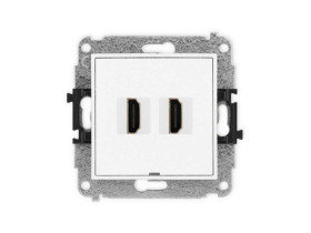 MINI Mechanizm gniazda podwójnego HDMI 2.0, bez pola opisowego biały mat 25MHDMIBO-4 KARLIK