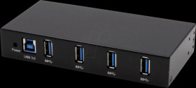 EX-11234HMS USB 3.0 four-port industrial hub, 15-kV ESD, table, wall, DIN ra