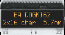EA DOGM162S-A LCD text module, 48.3 x 12 mm, black