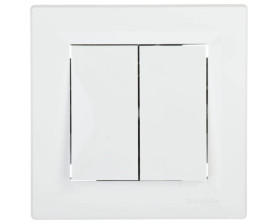 Przycisk Asfora podwójny zaciski śrubowe biały z ramką EPH1100321
