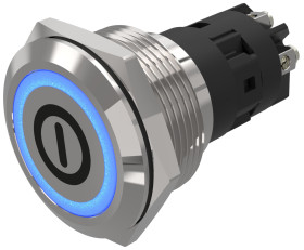 Podświetlany łącznik przyciskowy Zatrzaskowy SPDT średnica wycięcia 22.3mm, montaż panelowy EAO