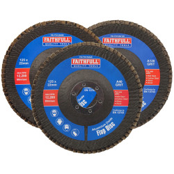 Faithfull FAIFD125AM3 Aluminium Oxide Flap Disc 125 x 22mm Mixed Grit (3 Pack)