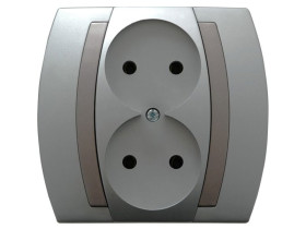 GAZELA Gniazdo podwójne bez uziemienia srebro + tytan GP-2J/18/23 OSPEL