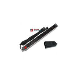 Listwa zasil.do szafy rack 9gn. 19" 9gniazd 1U 3m