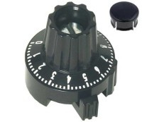 SPEC-L01B Gałka obrotowa z podziałką (1 obrót) do potencjometrów [22x23.1mm] - z aretażem - zaślepka czarna