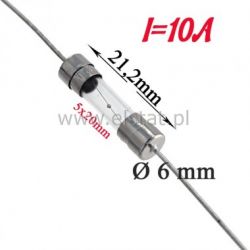 10A bezpiecznik szklany szybki 5x20mm osiowy 2 szt
