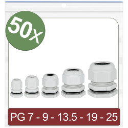Quadrios 24CA400 Cable gland Polyamide Grey 50 pcs Cable Screw Connectors