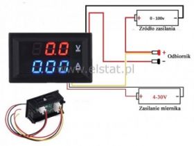 Panelowy woltomierz i amperomierz 10A LED RED-BLUE