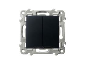 SZAFIR Wyłącznik dwugrupowy świecznikowy z podświetleniem niebieskim czarny metalik ŁP-2ZS/m/33 OSPEL