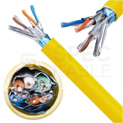 Kabel sieciowy F/FTP kat.7A skrętka 4x2x0,56mm wewnętrzny Dca bezhalogenowy LSOH żółty NEKU