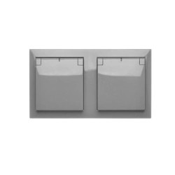 Simon Aquaclick Gniazdo natynkowe, 2x1-krotne z uziem., klapka w kolorze, z przesłonami, IP44, szybkozłącza ciemnoszary