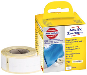 Etykiety do drukarek etykiet Avery-Zweckform AS0722460, 50 x 12 mm, Etykiety do rejestratorów wiszących, biały