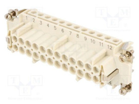 Złącze HDC wkładka stykowa żeńskie GWconnect PIN 24 16A 500V 93601-0297