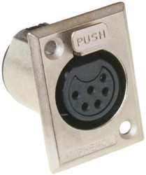 Złącze XLR 6 -pinowe Montaż na panelu Żeński