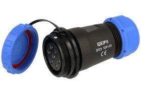 Gniazdo; SP2911/S7II-2C; 7 torów; proste; śrubowy; 1,0mm2; 13-16mm; SP29; na przewód; 30mm; skręcane; nylon66; niebiesko-czarny;