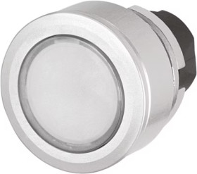 Pushbutton, illuminable, groping, waistband round, white, front ring silver, mounting Ø 30.5 mm, 46-2231.4FK0.000