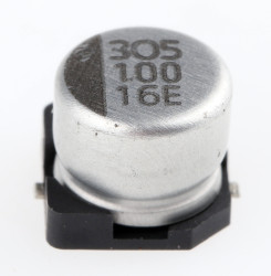 Kondensator 100μF 16V dc SMD NIC Components roztaw: 2.2mm 6.3 (Dia.) x 5.5mm