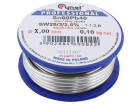 Cyna 100g Cynel 2mm z Topnikiem SN60PB40