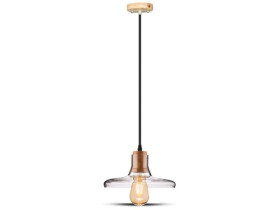 VT-7240 Lampa wisząca szkło + drewno klosz: transparentny 3820 V-TAC