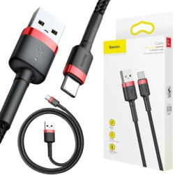 KABEL USB-A -USB-C Baseus Cafule CATKLF-B91 100cm 3A QC 3.0 CZARNO-CZERWONY W OPLOCIE