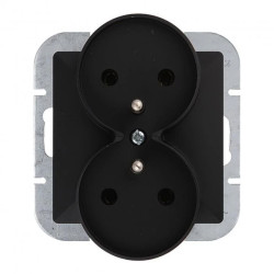 Gniazdo podwójne p/t 2x2P+Z Pearl, 16A, 250V, PT-6 PR, czarny,OR-OE-7706/B