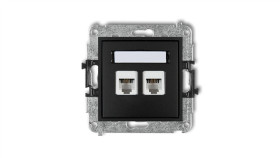 Mini Gniazdo Telefoniczne Podwójne 2Xrj11 4-Stykowy Beznarzędziowe Czarny Mat...