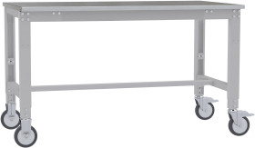 Manuflex AU7364.9006 Stół ROBOCZY UNIWERSALNY, mobilny, z blachą z blachy, szer. X gł. X wys. = 1500 x 1000 x 752-972 mm