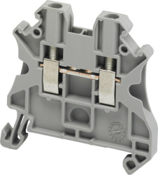 Terminal block, 2 pole, 0.2-2.5 mm², clamping points: 2, gray, screw connection, 24 A, NSYTRV22